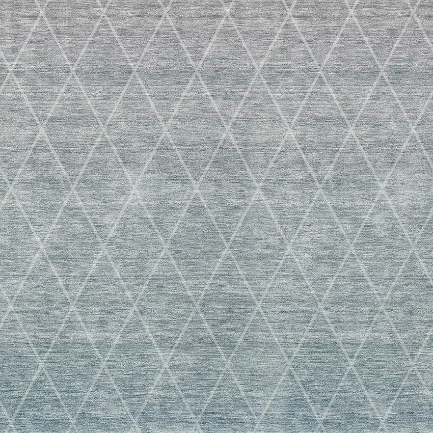 Teal Blue And Gray Geometric Washable Indoor Outdoor Area Rug Photo 6