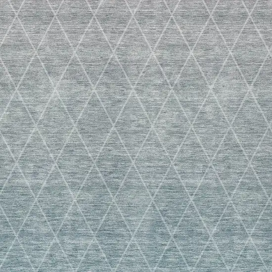 Teal Blue And Gray Geometric Washable Indoor Outdoor Area Rug Photo 6