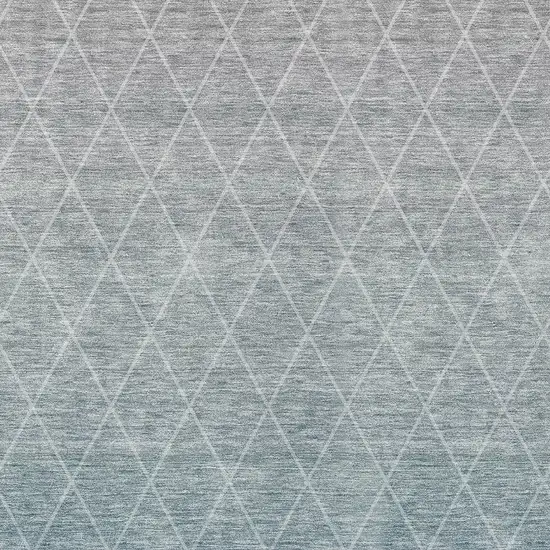 Teal Blue And Gray Geometric Washable Indoor Outdoor Area Rug Photo 6