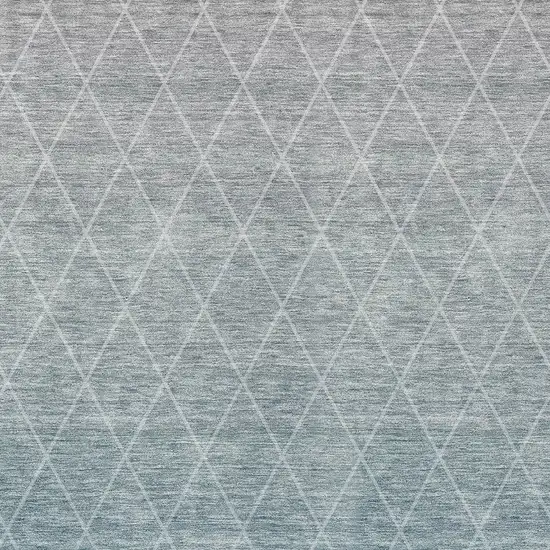 Teal Blue And Gray Geometric Washable Indoor Outdoor Area Rug Photo 6