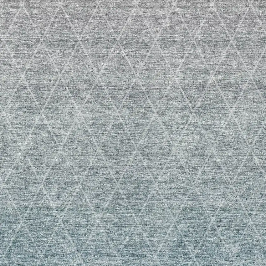 Teal Blue And Gray Geometric Washable Indoor Outdoor Area Rug Photo 6