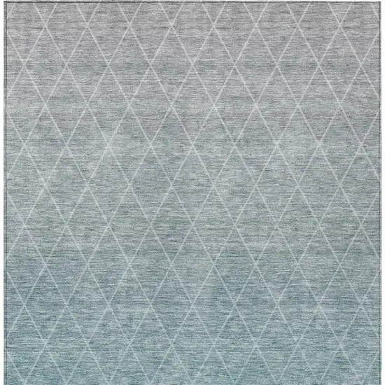 Teal Blue And Gray Geometric Washable Indoor Outdoor Area Rug Photo 7