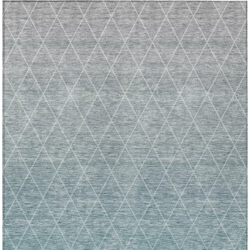 Teal Blue And Gray Geometric Washable Indoor Outdoor Area Rug Photo 7
