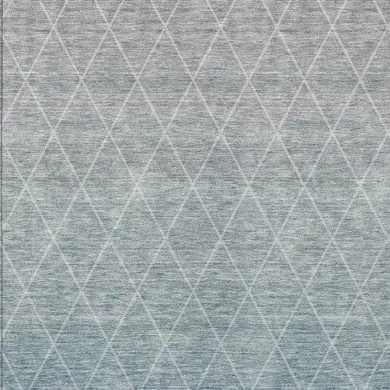Teal Blue And Gray Geometric Washable Indoor Outdoor Area Rug Photo 6