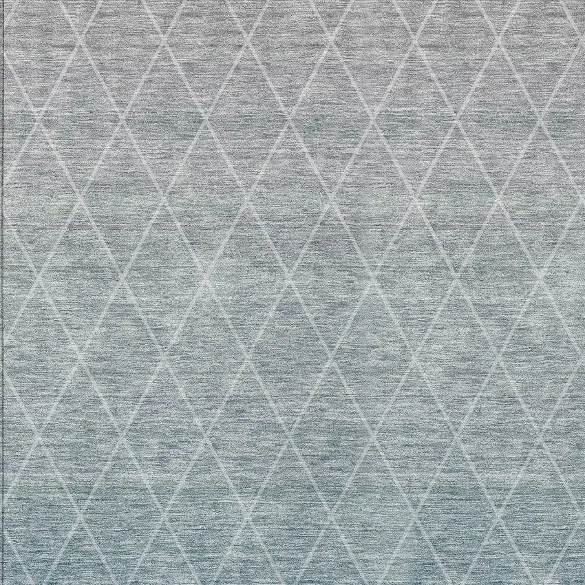 Teal Blue And Gray Geometric Washable Indoor Outdoor Area Rug Photo 6