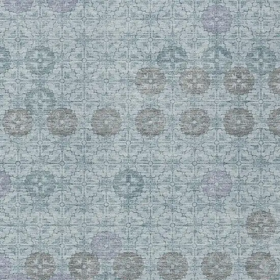 Teal Blue And Gray Geometric Washable Indoor Outdoor Area Rug Photo 4