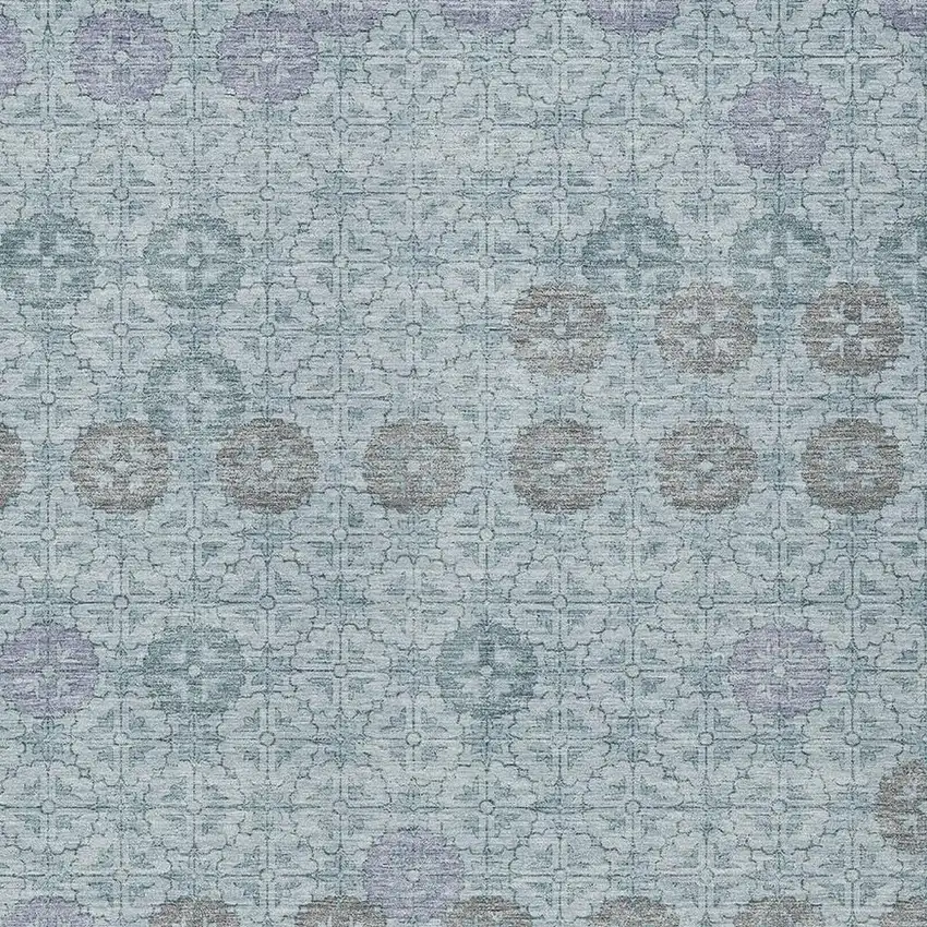 Teal Blue And Gray Geometric Washable Indoor Outdoor Area Rug Photo 4