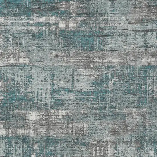 Teal Blue And Gray Geometric Washable Indoor Outdoor Area Rug Photo 3