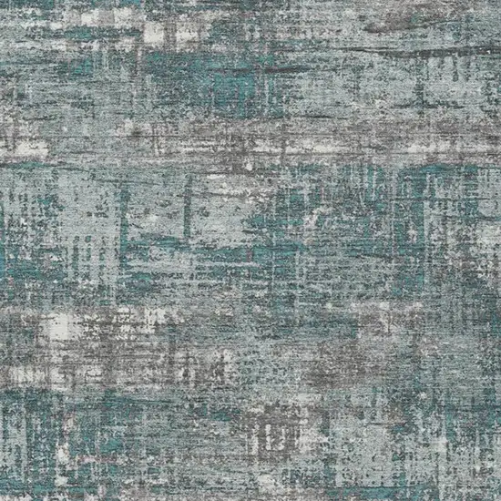 Teal Blue And Gray Geometric Washable Indoor Outdoor Area Rug Photo 3