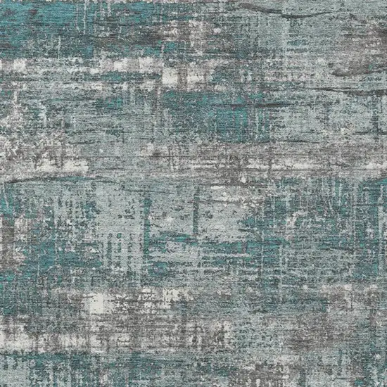 Teal Blue And Gray Geometric Washable Indoor Outdoor Area Rug Photo 3