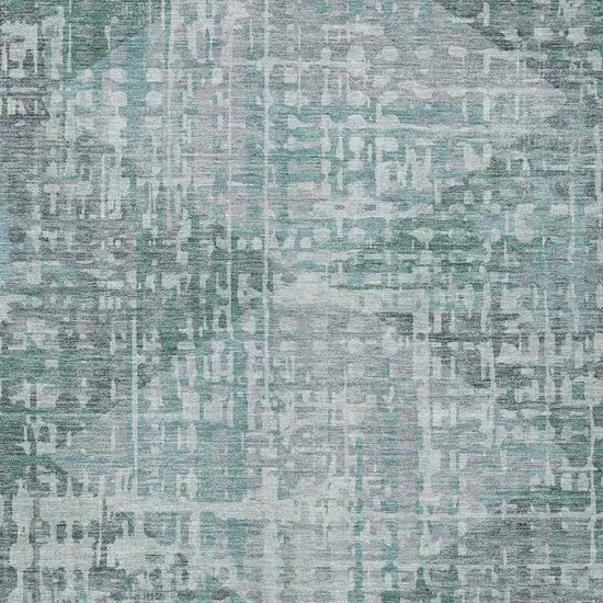 Teal Blue And Gray Geometric Washable Indoor Outdoor Area Rug Photo 6