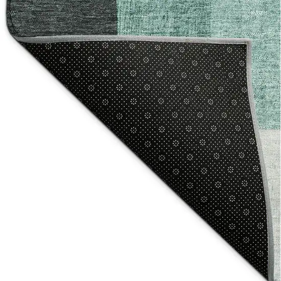 Teal Blue And Gray Geometric Washable Indoor Outdoor Area Rug Photo 9