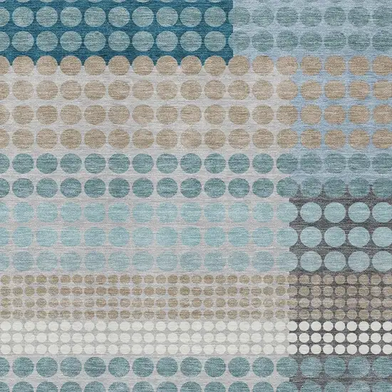 Teal Blue And Gray Geometric Washable Indoor Outdoor Area Rug Photo 2