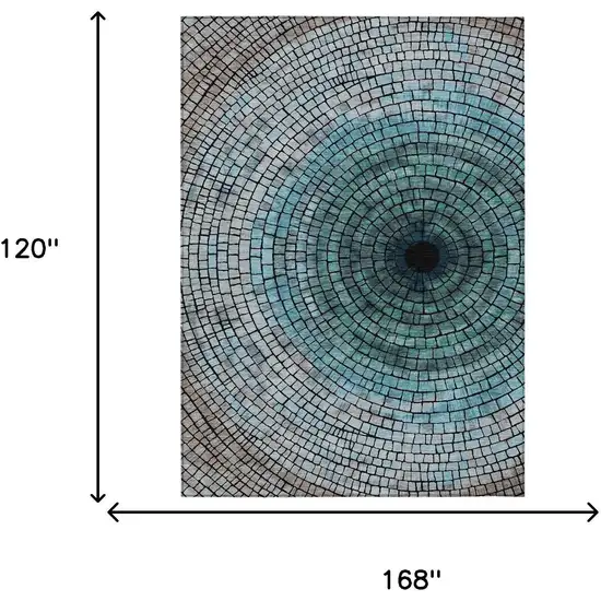 Teal Blue And Gray Geometric Washable Indoor Outdoor Area Rug Photo 7