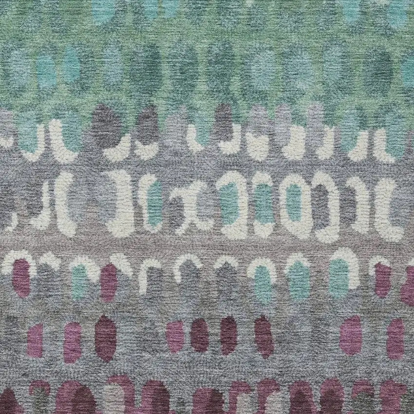 Teal Blue And Gray Geometric Washable Indoor Outdoor Area Rug Photo 3