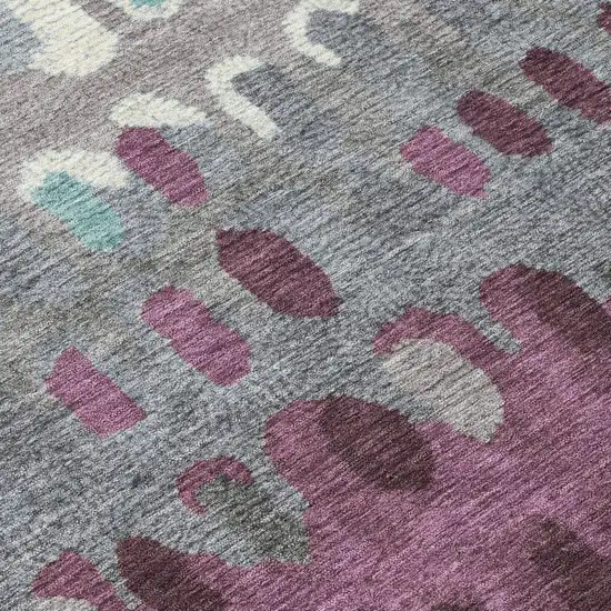 Teal Blue And Gray Geometric Washable Indoor Outdoor Area Rug Photo 6