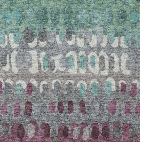 Teal Blue And Gray Geometric Washable Indoor Outdoor Area Rug Photo 3