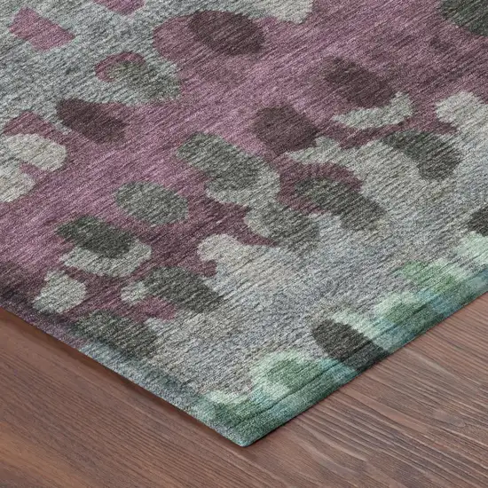 Teal Blue And Gray Geometric Washable Indoor Outdoor Area Rug Photo 5