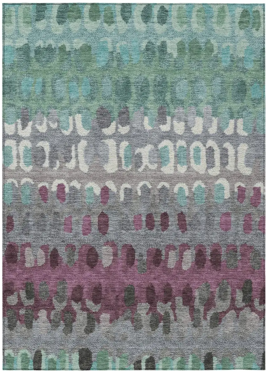 Teal Blue And Gray Geometric Washable Indoor Outdoor Area Rug Photo 2