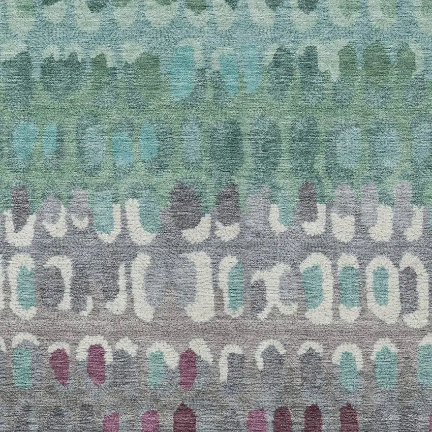 Teal Blue And Gray Geometric Washable Indoor Outdoor Area Rug Photo 3