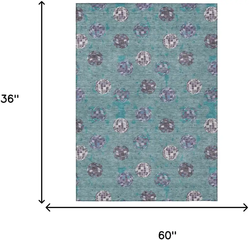 Teal Blue And Gray Geometric Washable Indoor Outdoor Area Rug Photo 9