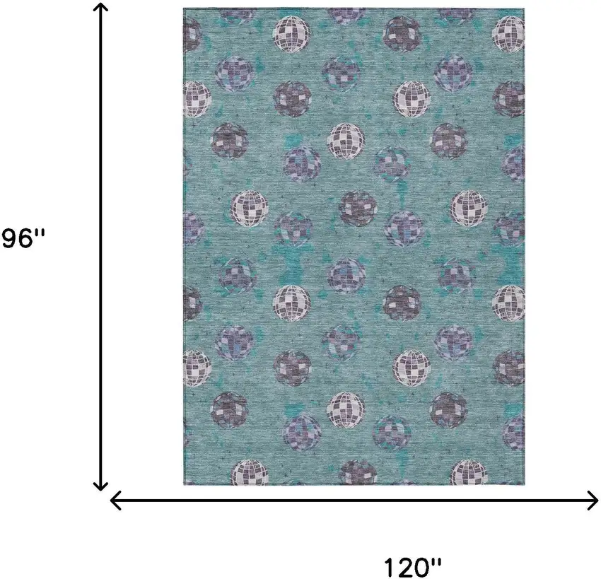 Teal Blue And Gray Geometric Washable Indoor Outdoor Area Rug Photo 9