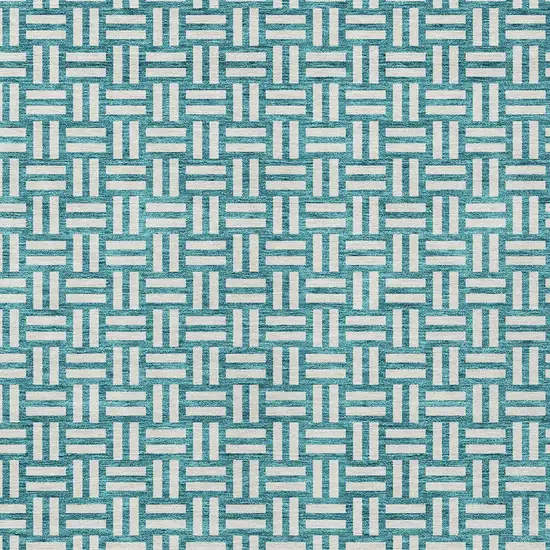 Teal Blue And Gray Geometric Washable Indoor Outdoor Area Rug Photo 6