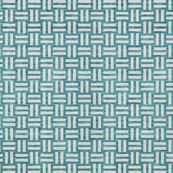Teal Blue And Gray Geometric Washable Indoor Outdoor Area Rug Photo 6