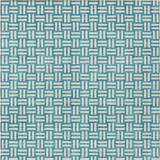 Teal Blue And Gray Geometric Washable Indoor Outdoor Area Rug Photo 7