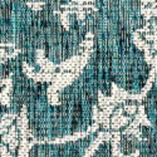 Teal Blue And Gray Medallion Indoor Outdoor Area Rug Photo 2