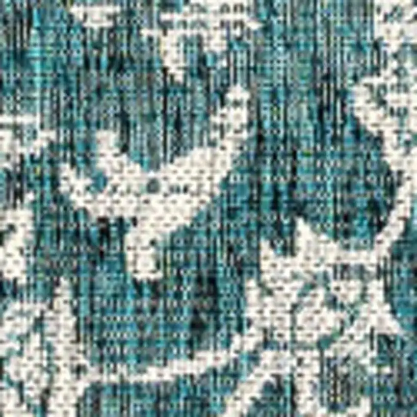 Teal Blue And Gray Medallion Indoor Outdoor Area Rug Photo 2
