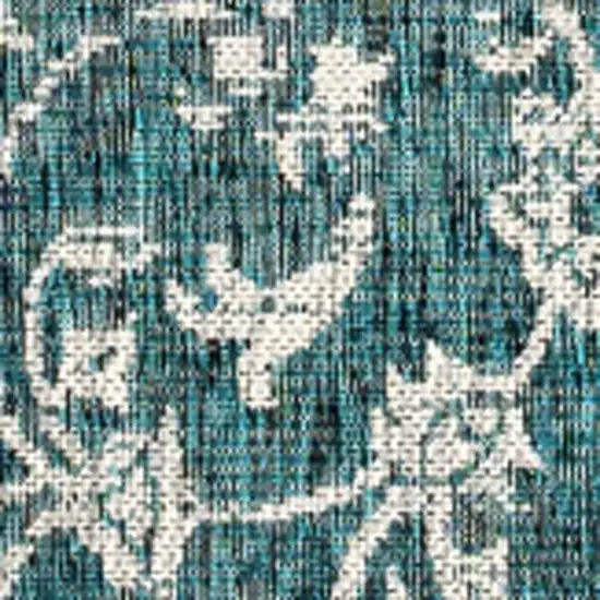Teal Blue And Gray Medallion Indoor Outdoor Area Rug Photo 2