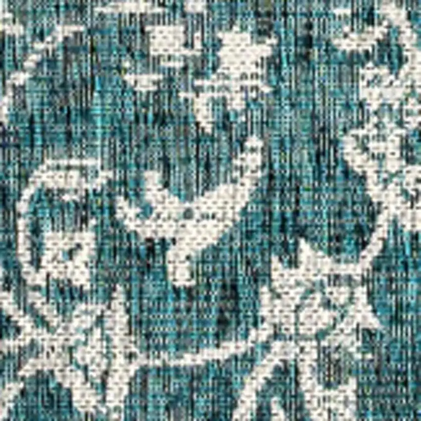 Teal Blue And Gray Medallion Indoor Outdoor Area Rug Photo 3