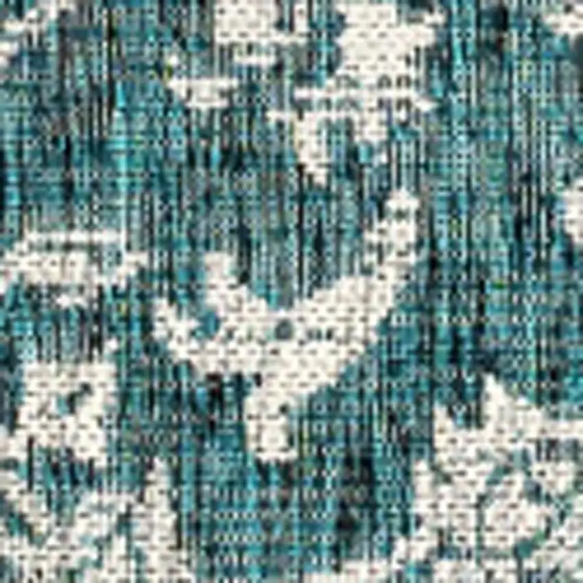 Teal Blue And Gray Medallion Indoor Outdoor Area Rug Photo 2