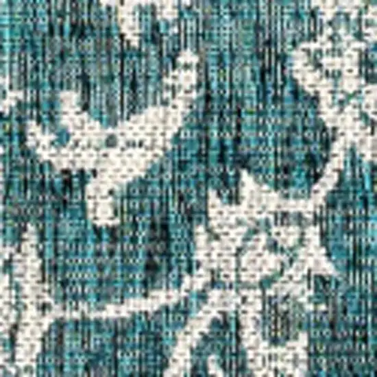 Teal Blue And Gray Medallion Indoor Outdoor Area Rug Photo 2