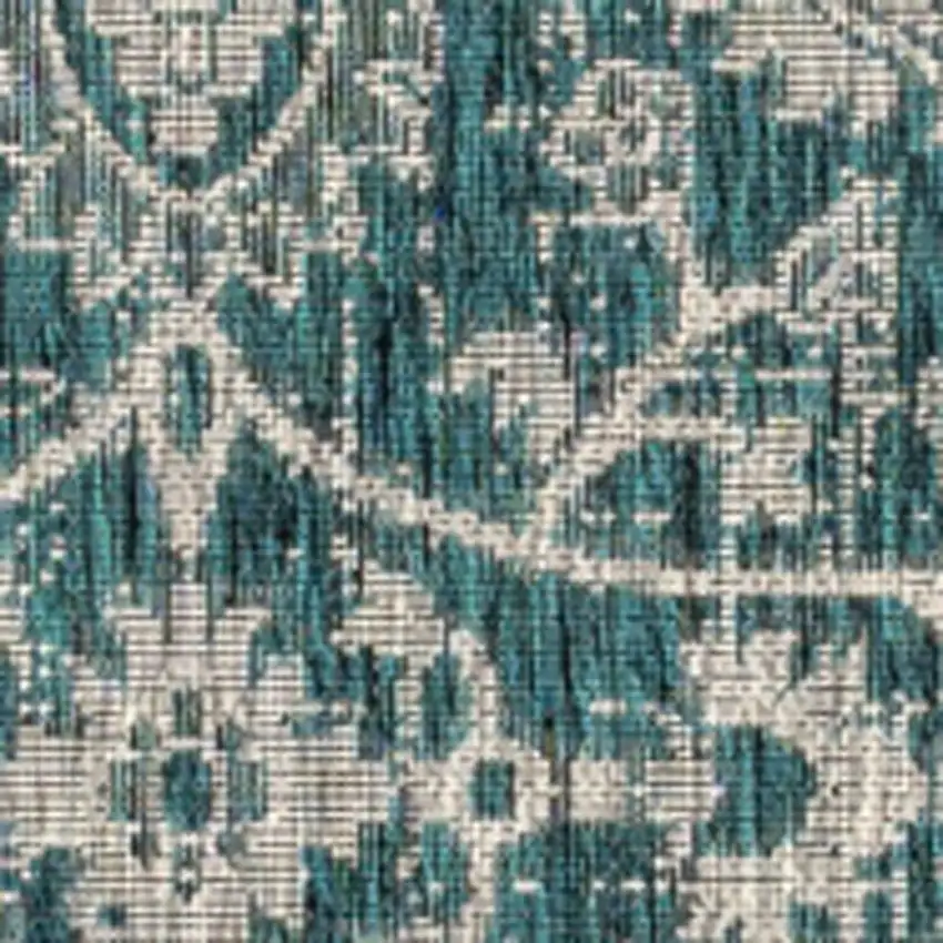 Teal Blue And Gray Medallion Indoor Outdoor Area Rug Photo 2