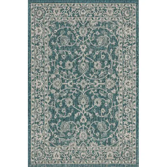 Teal Blue And Gray Medallion Indoor Outdoor Area Rug Photo 3