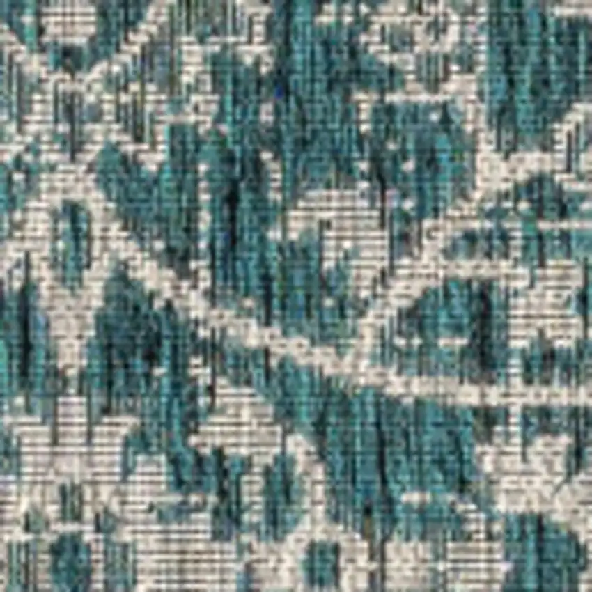 Teal Blue And Gray Medallion Indoor Outdoor Area Rug Photo 2