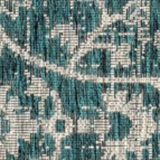 Teal Blue And Gray Medallion Indoor Outdoor Area Rug Photo 2