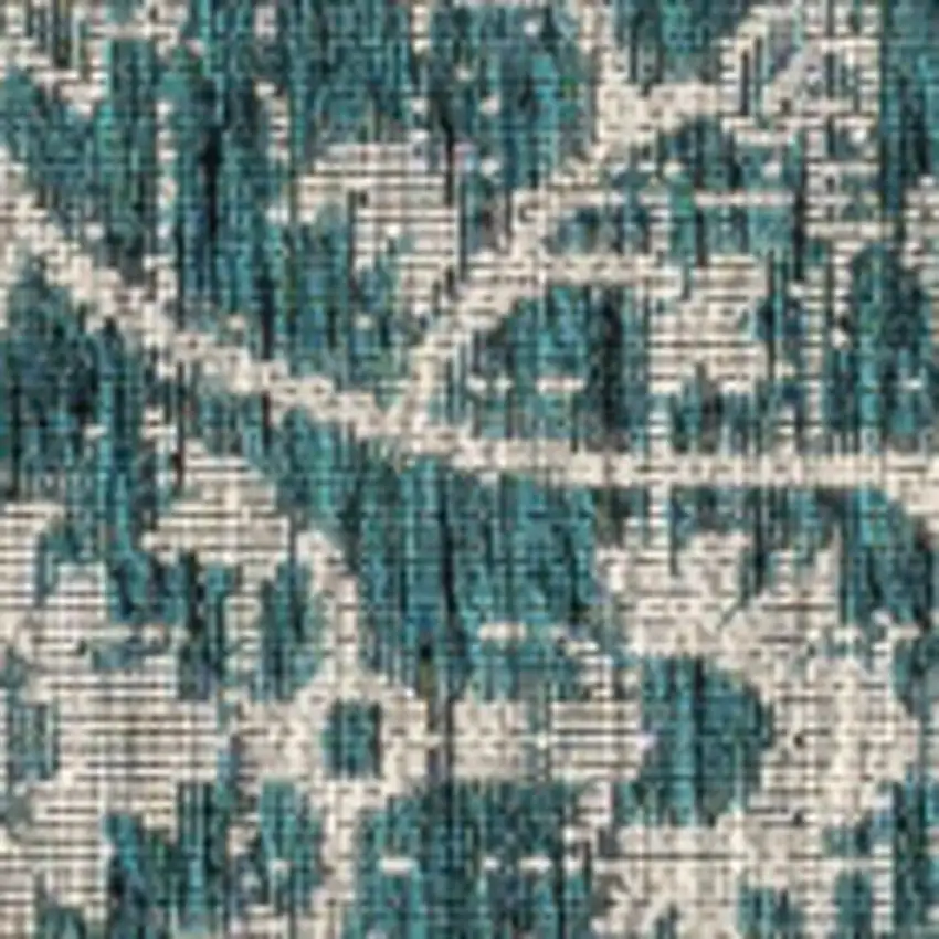 Teal Blue And Gray Medallion Indoor Outdoor Area Rug Photo 2