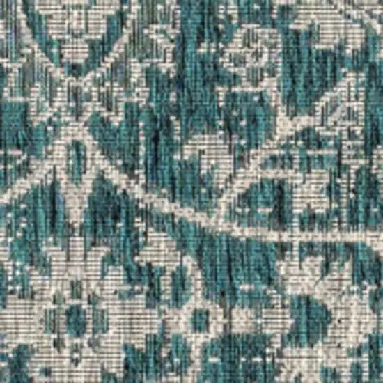 Teal Blue And Gray Medallion Indoor Outdoor Area Rug Photo 3