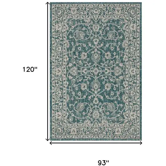 Teal Blue And Gray Medallion Indoor Outdoor Area Rug Photo 4