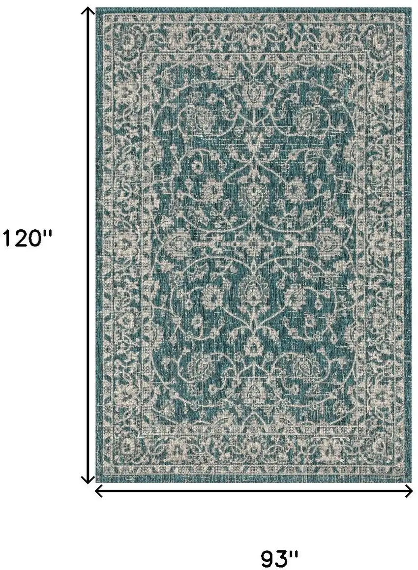 Teal Blue And Gray Medallion Indoor Outdoor Area Rug Photo 4