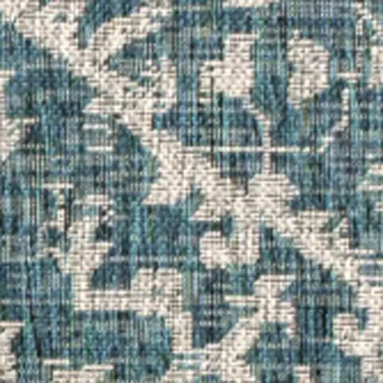 Teal Blue And Gray Medallion Indoor Outdoor Area Rug Photo 2