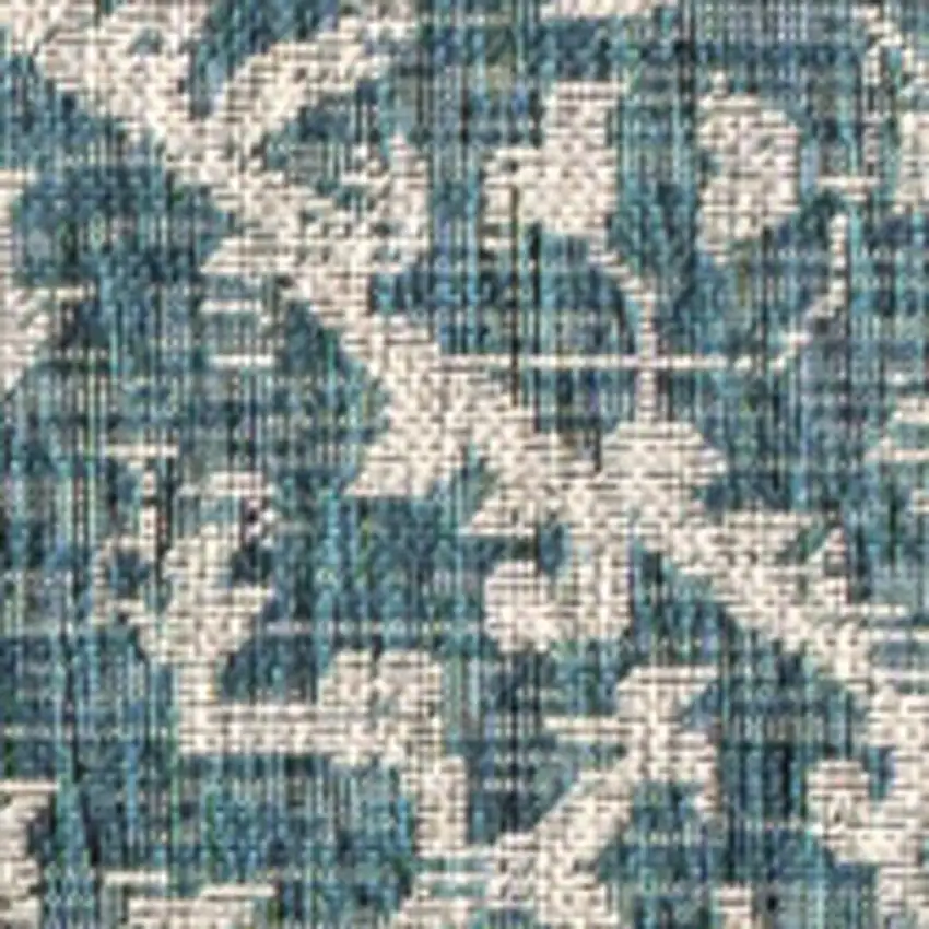 Teal Blue And Gray Medallion Indoor Outdoor Area Rug Photo 2