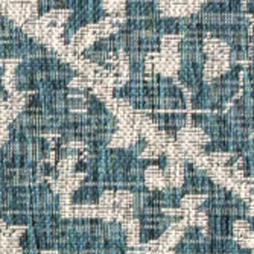 Teal Blue And Gray Medallion Indoor Outdoor Area Rug Photo 2