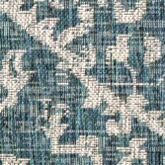 Teal Blue And Gray Medallion Indoor Outdoor Area Rug Photo 2