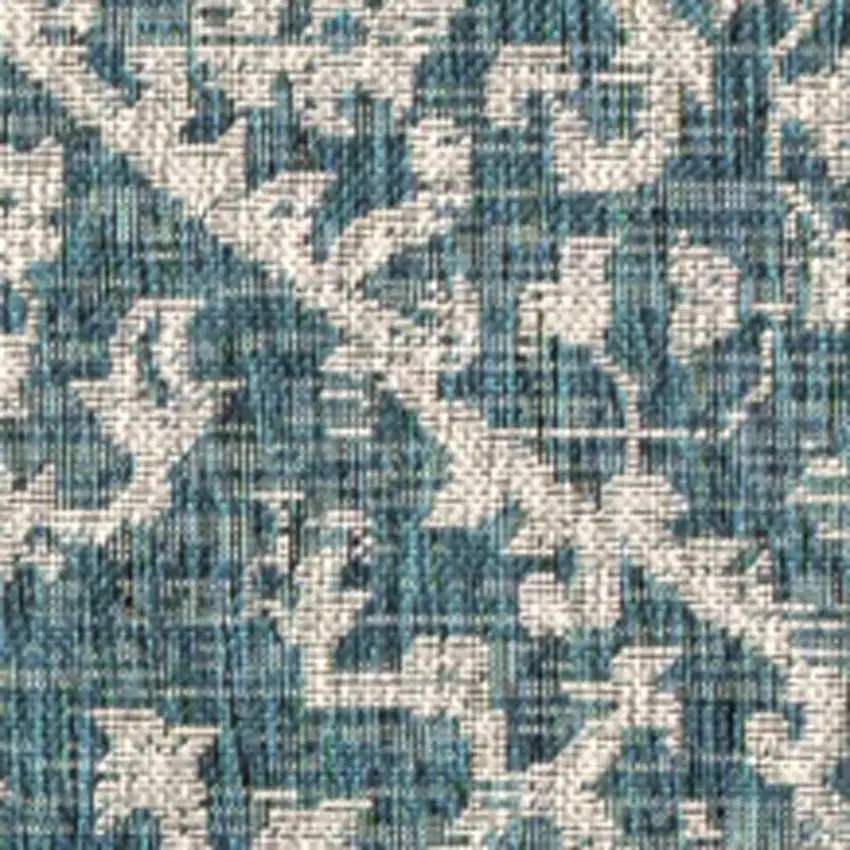Teal Blue And Gray Medallion Indoor Outdoor Area Rug Photo 3