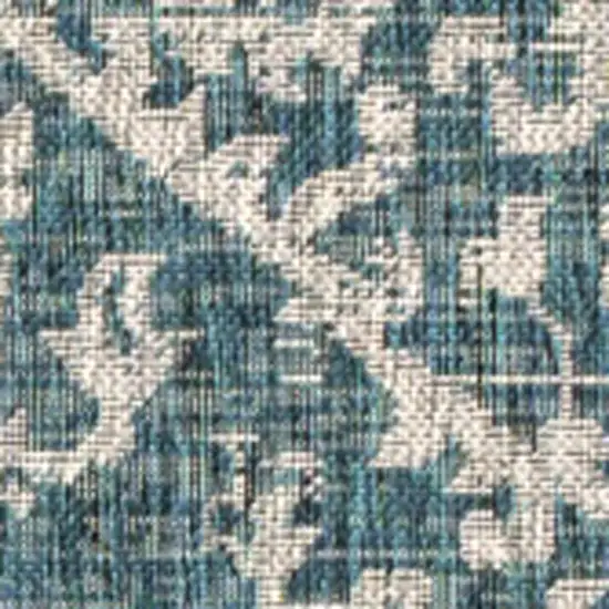 Teal Blue And Gray Medallion Indoor Outdoor Area Rug Photo 2