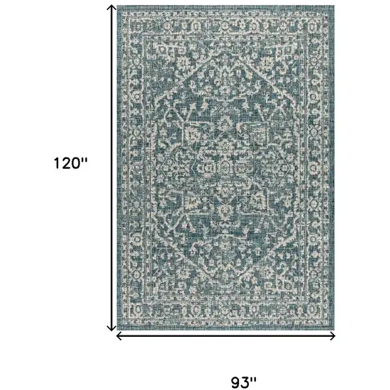 Teal Blue And Gray Medallion Indoor Outdoor Area Rug Photo 3